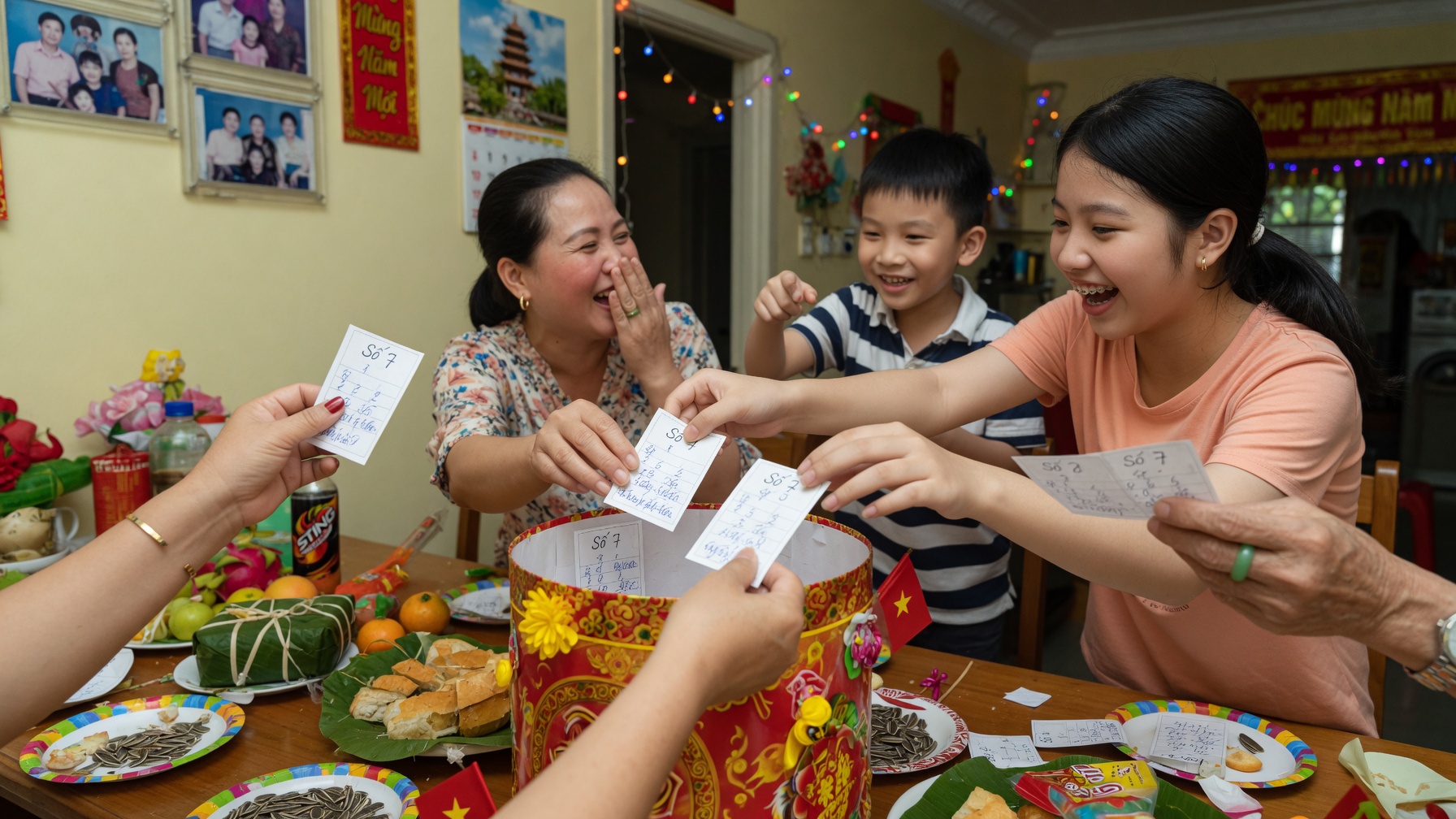 Bốc thăm giấy tại tiệc gia đình