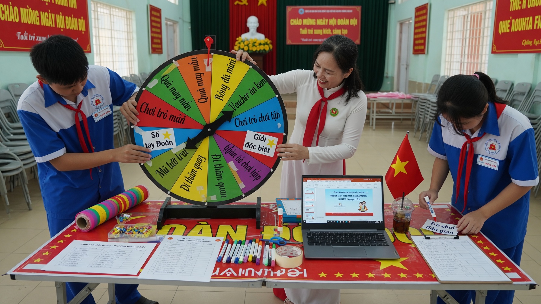 Chuẩn bị vòng quay may mắn với các giải thưởng cho sinh hoạt Đoàn Đội học sinh