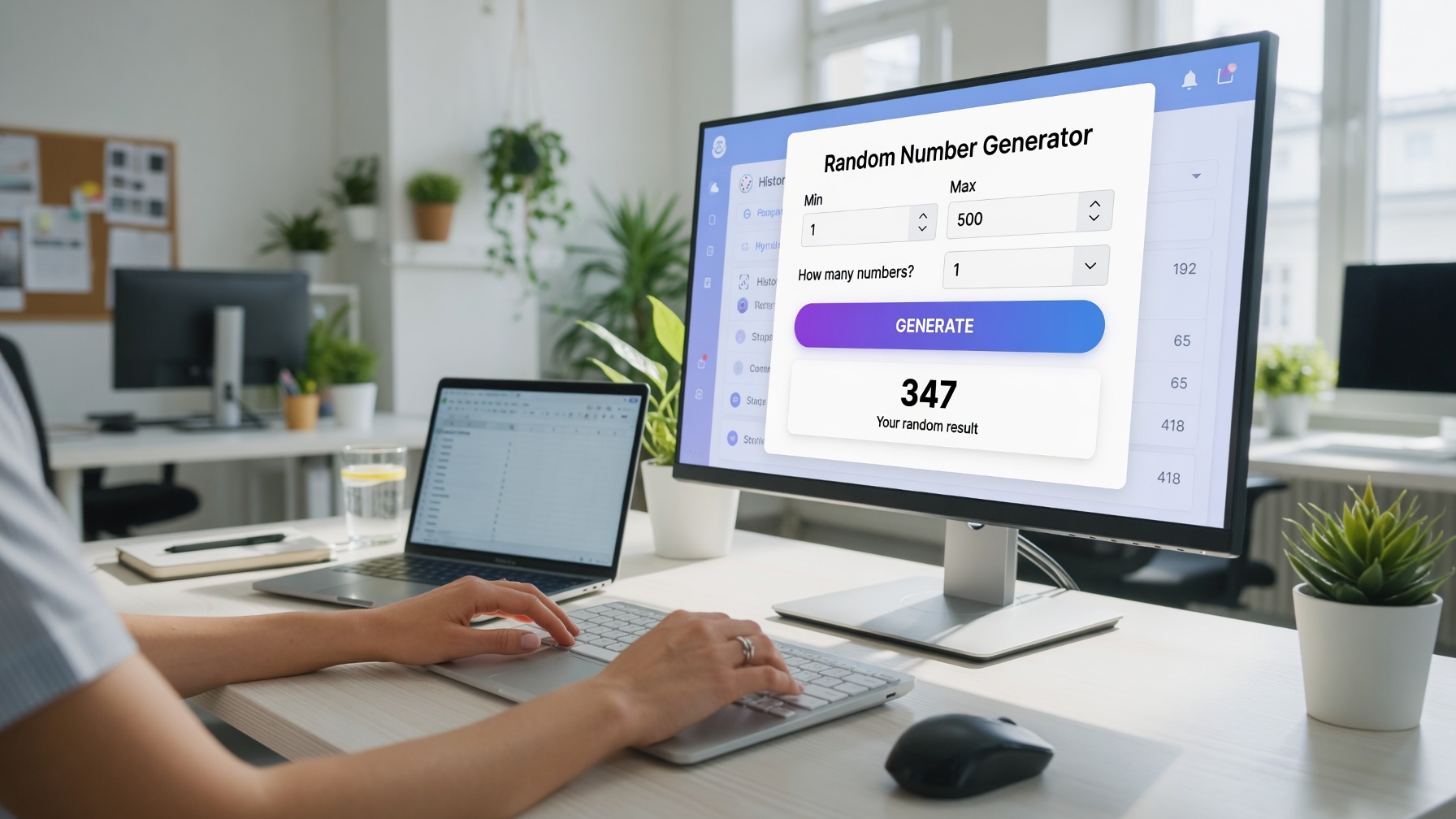 Giao diện công cụ quay số ngẫu nhiên min max generate