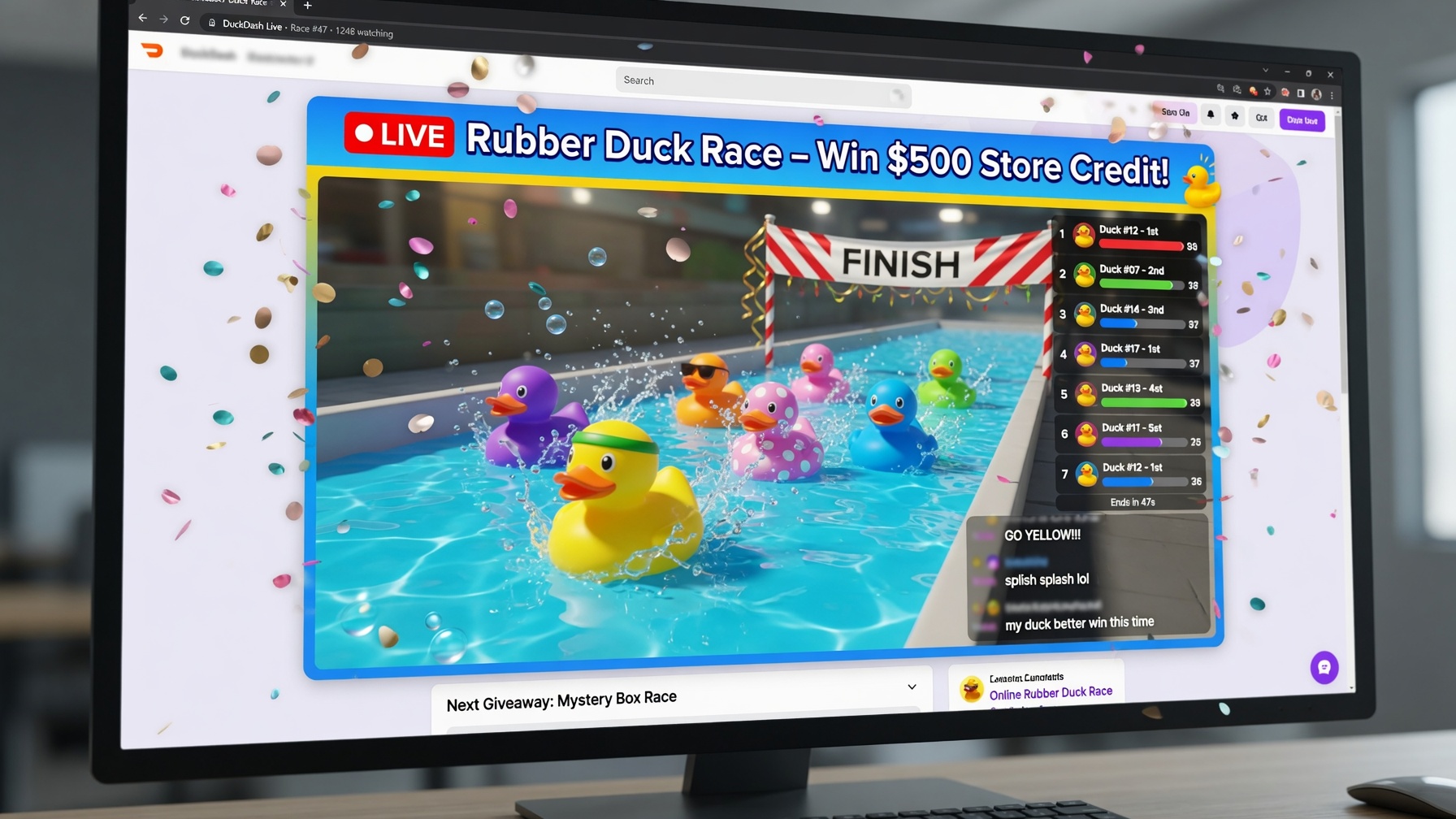 Tích hợp duck race livestream giveaway trên website