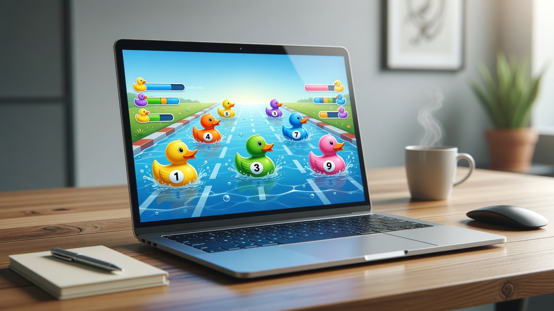 Giao diện công cụ cuộc đua vịt Duck Race trên laptop