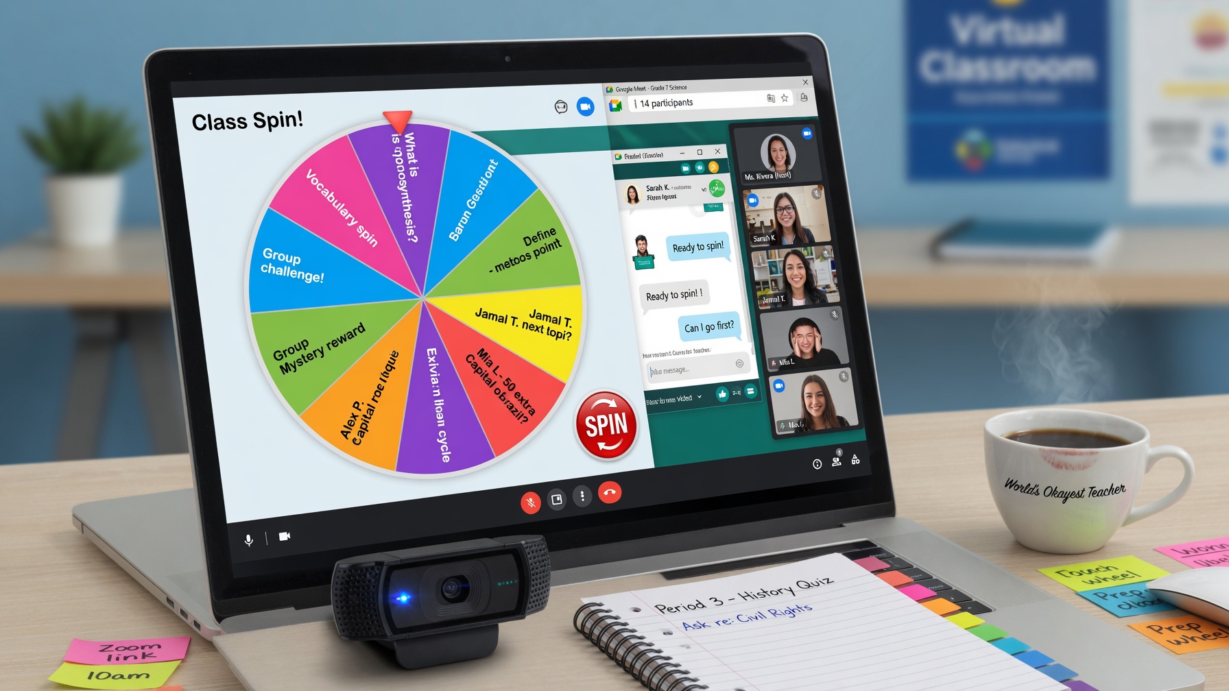 Giáo viên dùng vòng quay may mắn giữ tương tác trong lớp học online