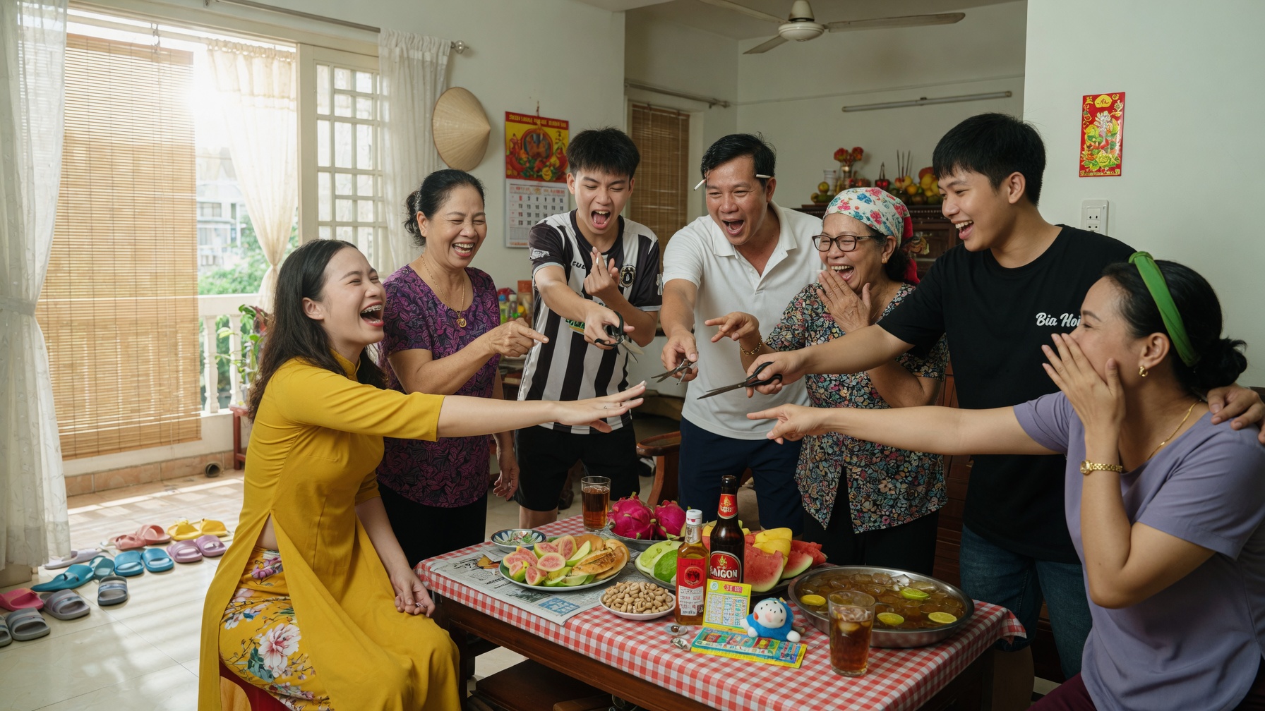 Chơi oẳn tù tì vui vẻ để quyết định ngẫu nhiên trong buổi họp mặt