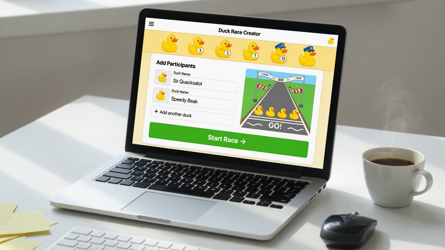 Hướng dẫn tạo duck race trên máy tính với công cụ online