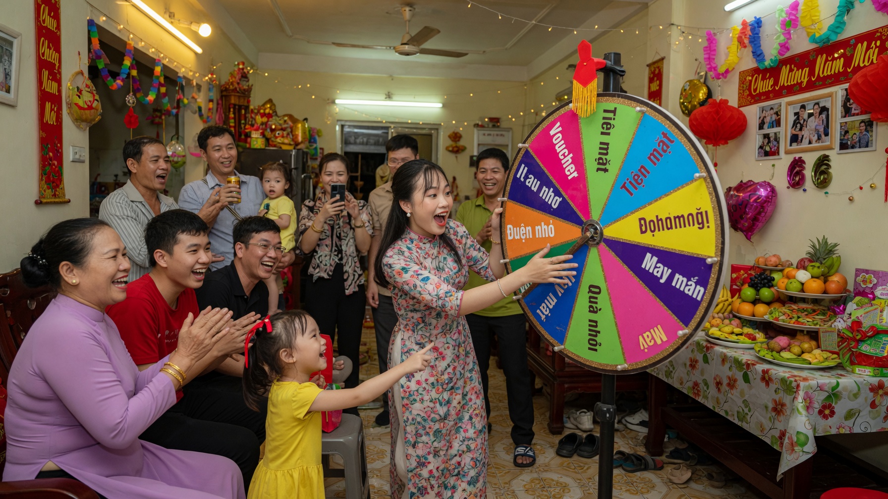 Vòng quay may mắn tại buổi họp mặt gia đình