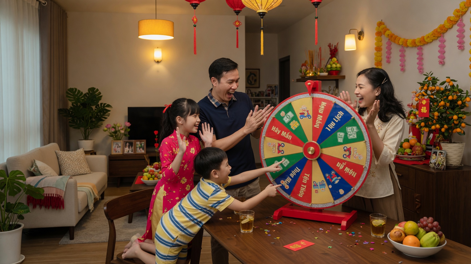 Chi tiết vòng quay may mắn với các giải thưởng gia đình hấp dẫn