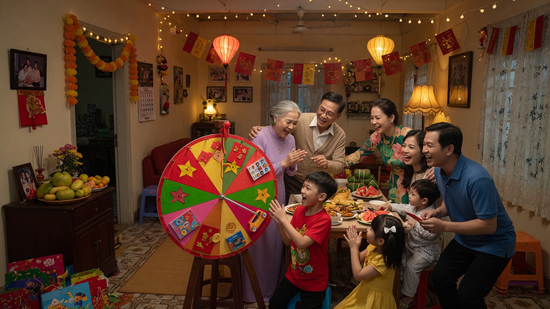 Vòng quay may mắn cho họp mặt gia đình