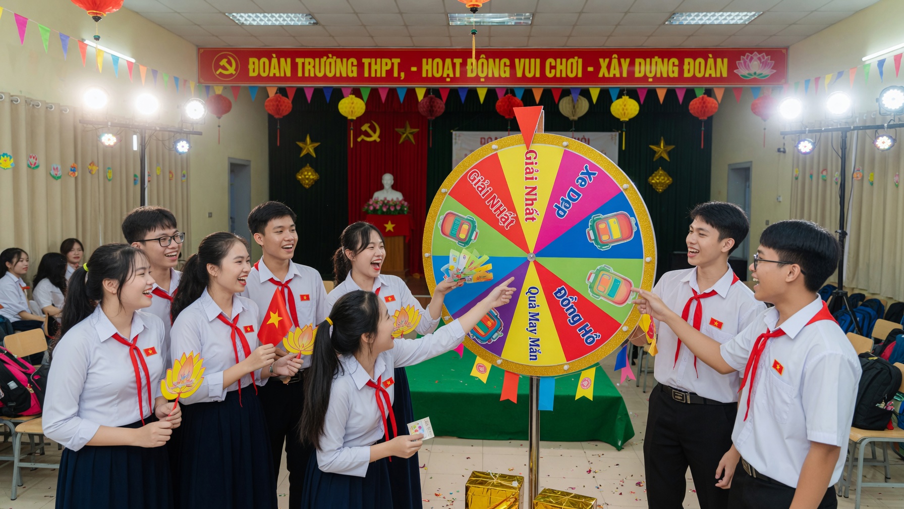 Vòng quay may mắn cho sinh hoạt Đoàn Đội