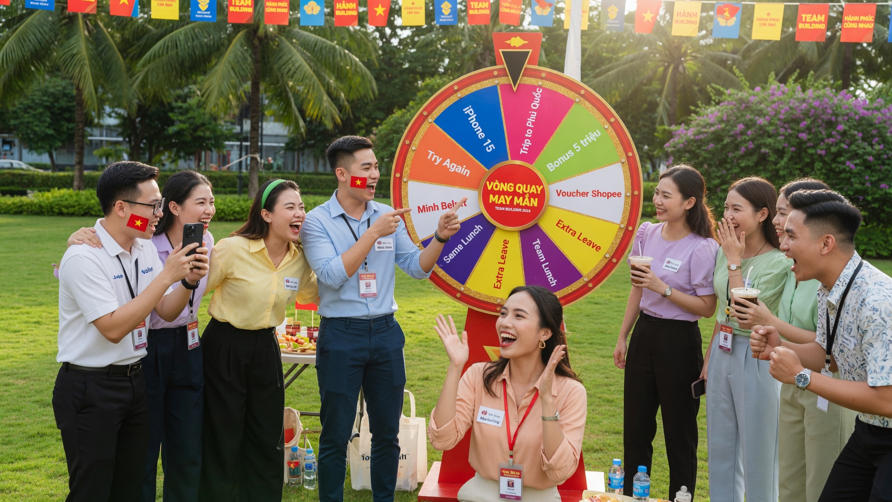 Vòng quay may mắn cho buổi team building công ty